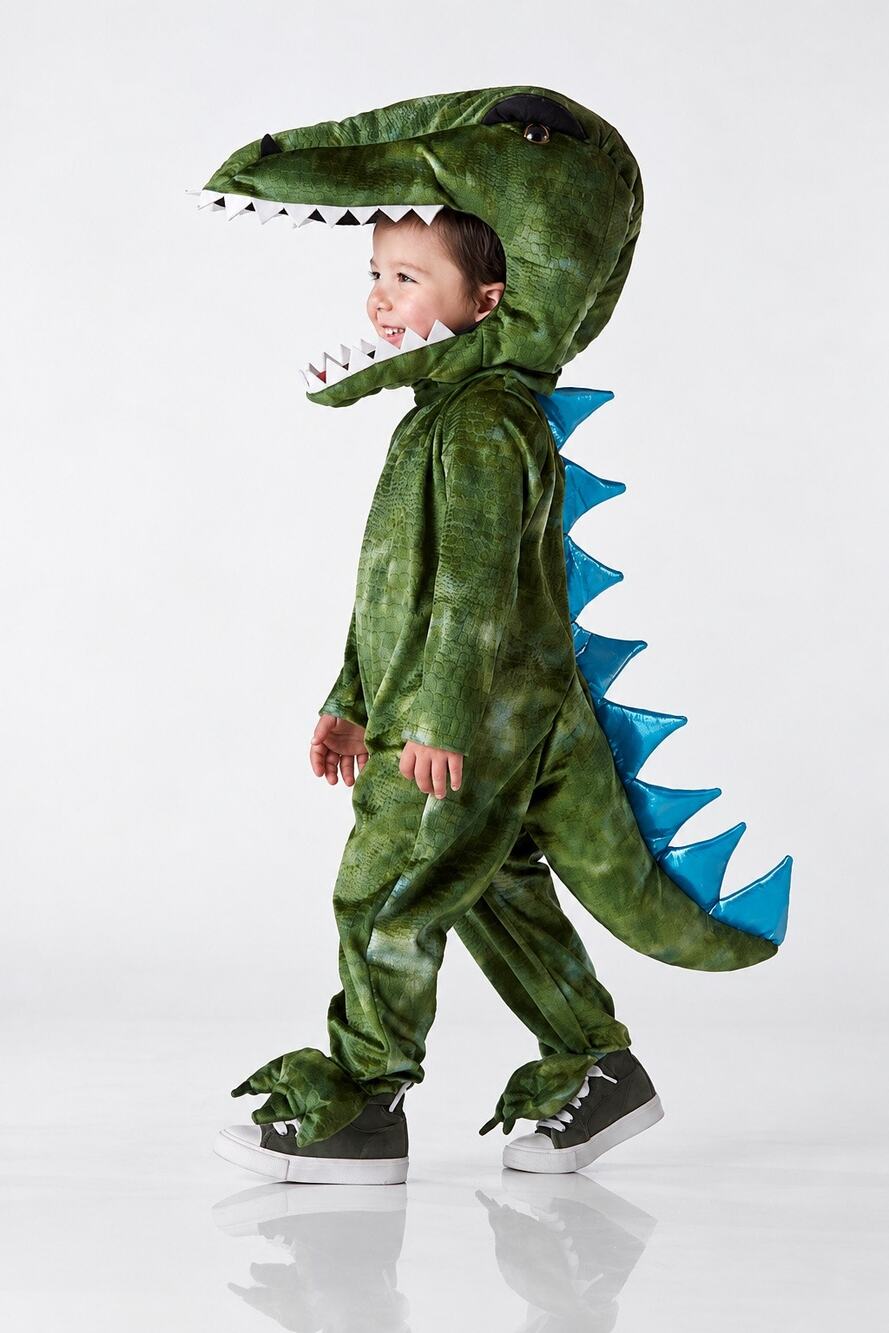 Pottery Barn Kids T-Rex Dinosaur Halloween Costume Green size 4-6